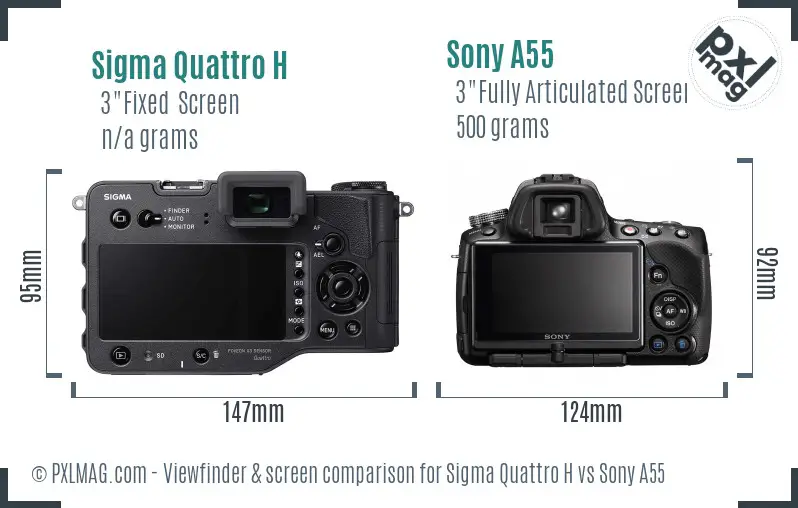 Sigma Quattro H vs Sony A55 Screen and Viewfinder comparison
