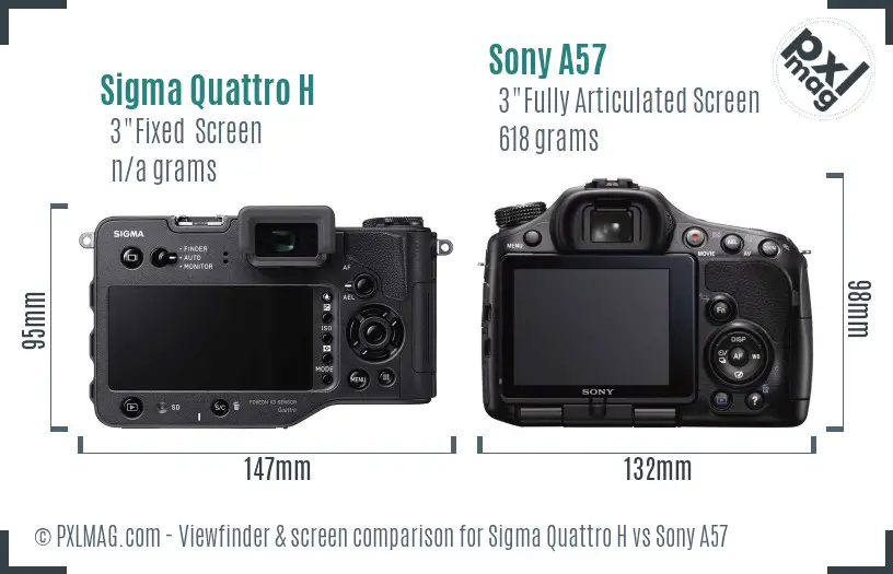Sigma Quattro H vs Sony A57 Screen and Viewfinder comparison