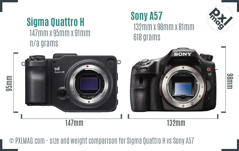 Sigma Quattro H vs Sony A57 size comparison