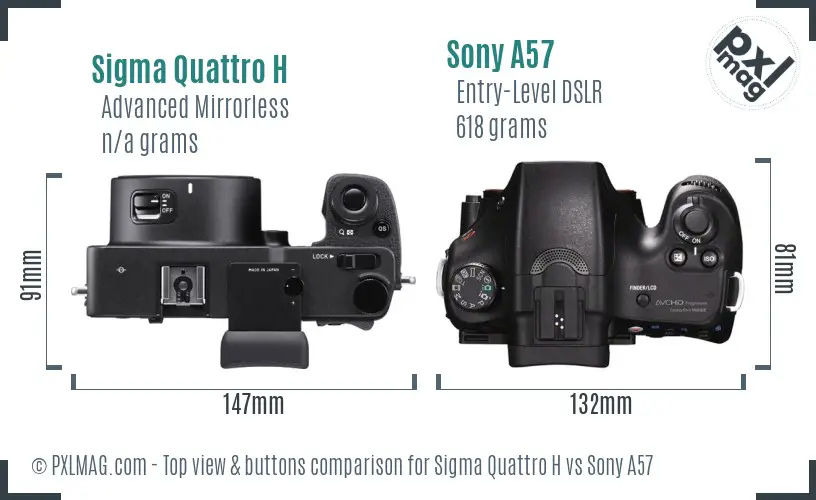 Sigma Quattro H vs Sony A57 top view buttons comparison