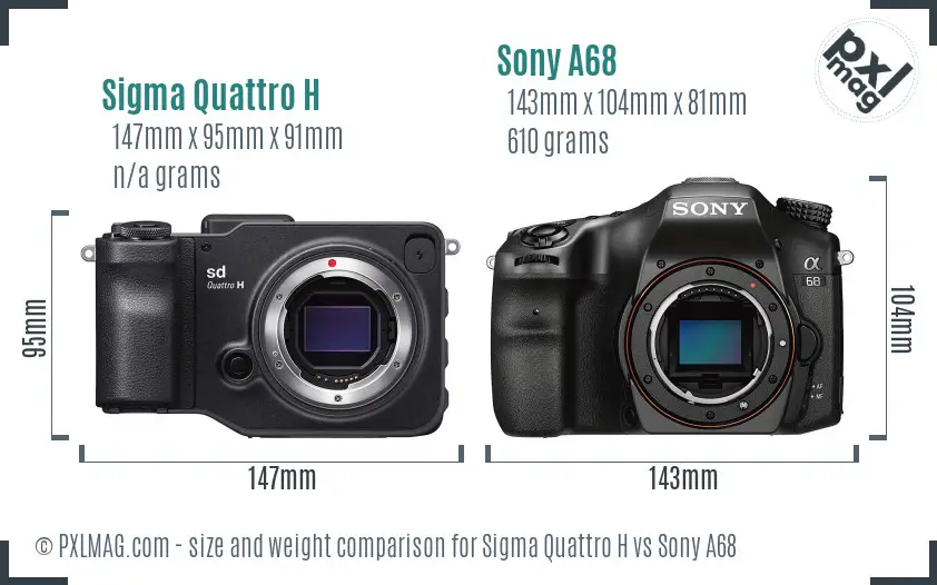 Sigma Quattro H vs Sony A68 size comparison