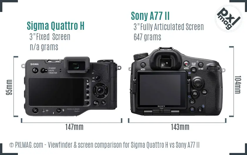 Sigma Quattro H vs Sony A77 II Screen and Viewfinder comparison