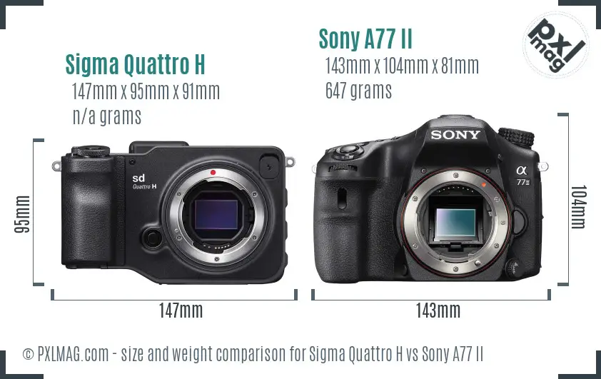 Sigma Quattro H vs Sony A77 II size comparison