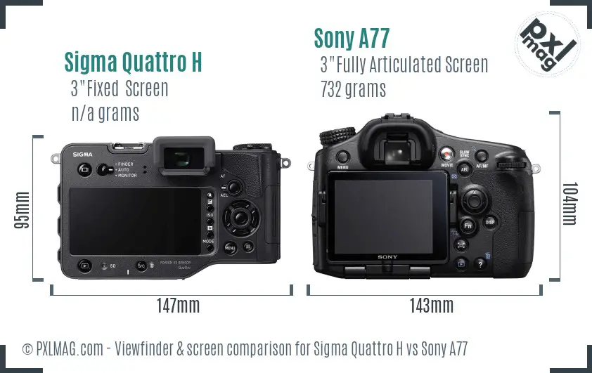 Sigma Quattro H vs Sony A77 Screen and Viewfinder comparison