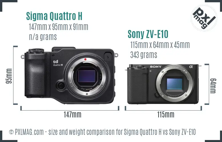 Sigma Quattro H vs Sony ZV-E10 size comparison