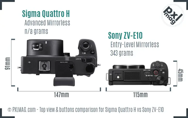 Sigma Quattro H vs Sony ZV-E10 top view buttons comparison