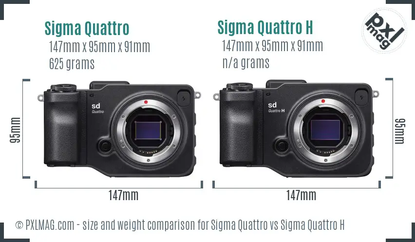 Sigma Quattro vs Sigma Quattro H size comparison