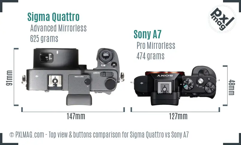 Sigma Quattro vs Sony A7 top view buttons comparison