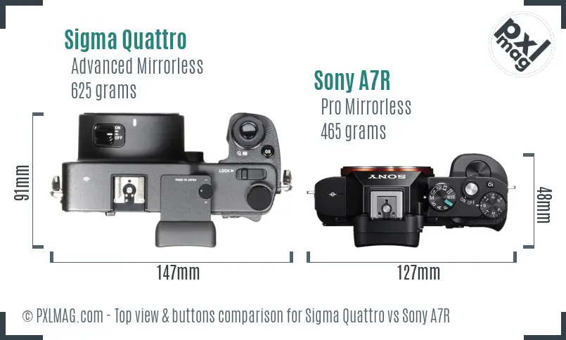 Sigma Quattro vs Sony A7R top view buttons comparison