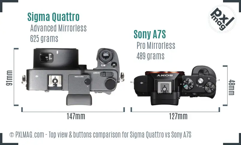 Sigma Quattro vs Sony A7S top view buttons comparison