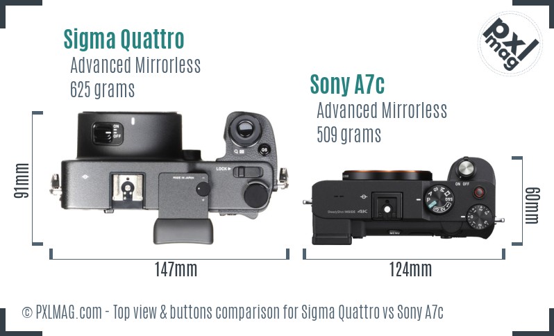 Sigma Quattro vs Sony A7c top view buttons comparison