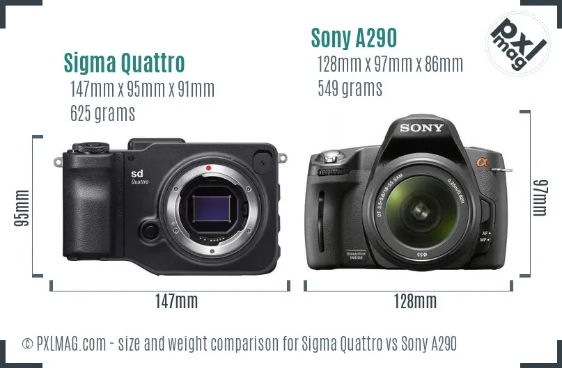 Sigma Quattro vs Sony A290 size comparison Sigma Quattro vs Sony A290 size comparison