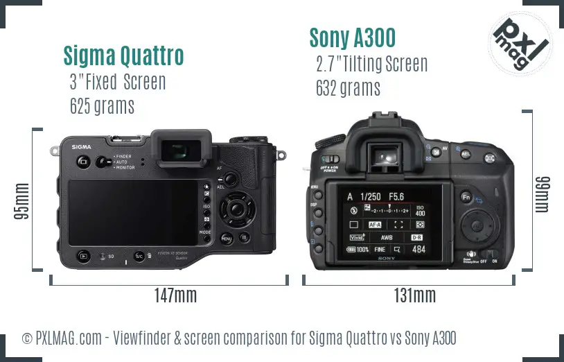 Sigma Quattro vs Sony A300 Screen and Viewfinder comparison