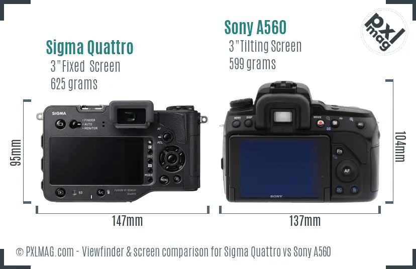 Sigma Quattro vs Sony A560 Screen and Viewfinder comparison