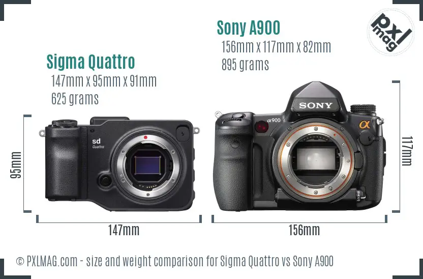 Sigma Quattro vs Sony A900 size comparison