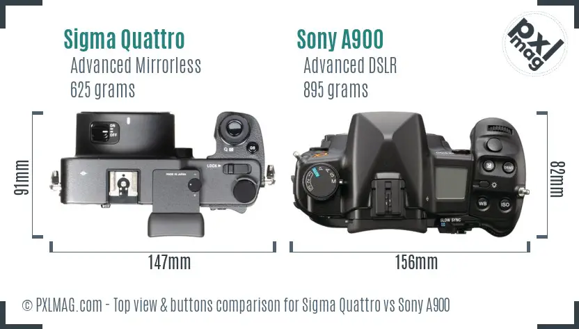 Sigma Quattro vs Sony A900 top view buttons comparison