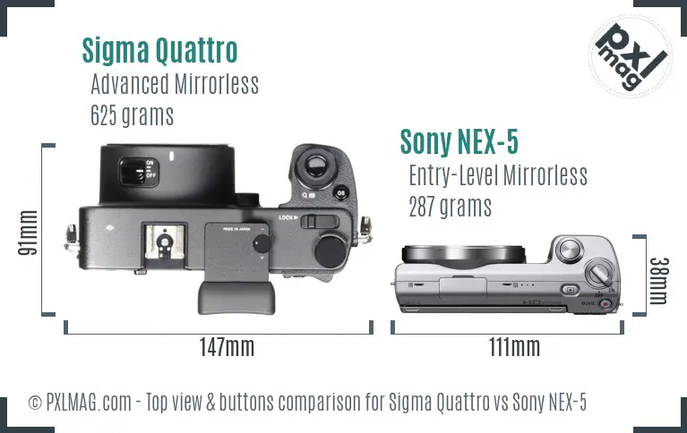 Sigma Quattro vs Sony NEX-5 top view buttons comparison