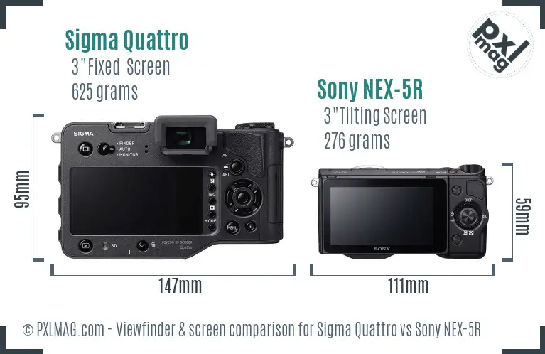 Sigma Quattro vs Sony NEX-5R Screen and Viewfinder comparison