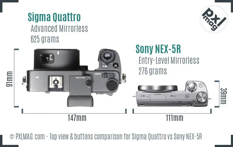 Sigma Quattro vs Sony NEX-5R top view buttons comparison