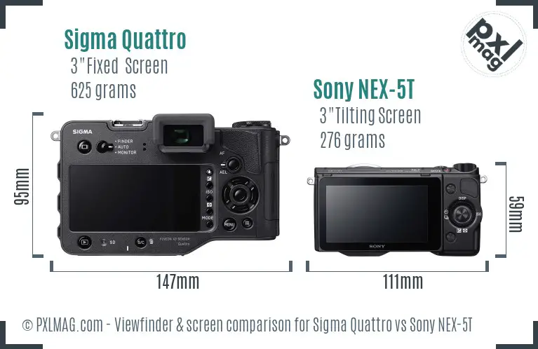 Sigma Quattro vs Sony NEX-5T Screen and Viewfinder comparison