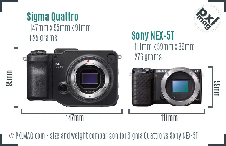 Sigma Quattro vs Sony NEX-5T size comparison