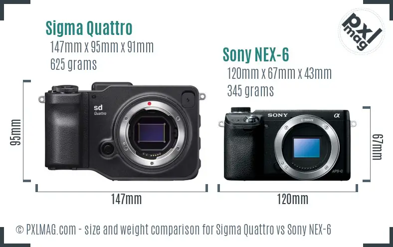 Sigma Quattro vs Sony NEX-6 size comparison