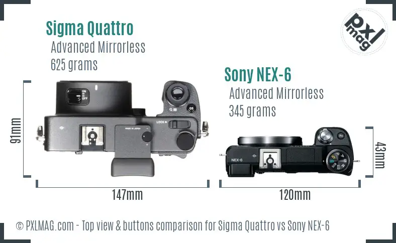 Sigma Quattro vs Sony NEX-6 top view buttons comparison