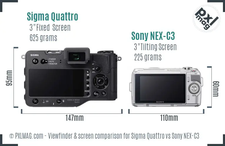 Sigma Quattro vs Sony NEX-C3 Screen and Viewfinder comparison