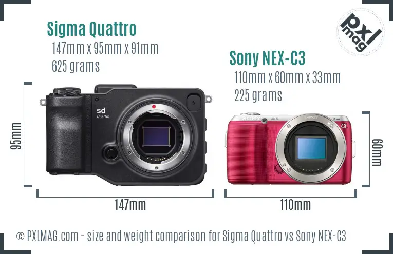 Sigma Quattro vs Sony NEX-C3 size comparison