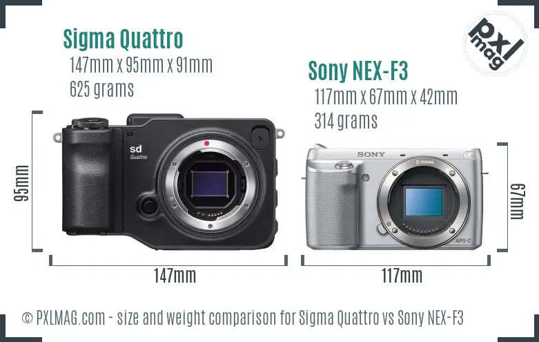 Sigma Quattro vs Sony NEX-F3 size comparison