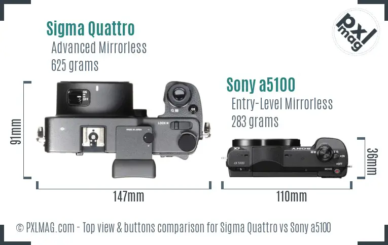 Sigma Quattro vs Sony a5100 top view buttons comparison