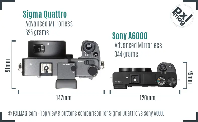 Sigma Quattro vs Sony A6000 top view buttons comparison