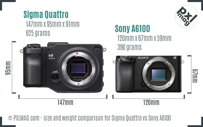 Sigma Quattro vs Sony A6100 size comparison