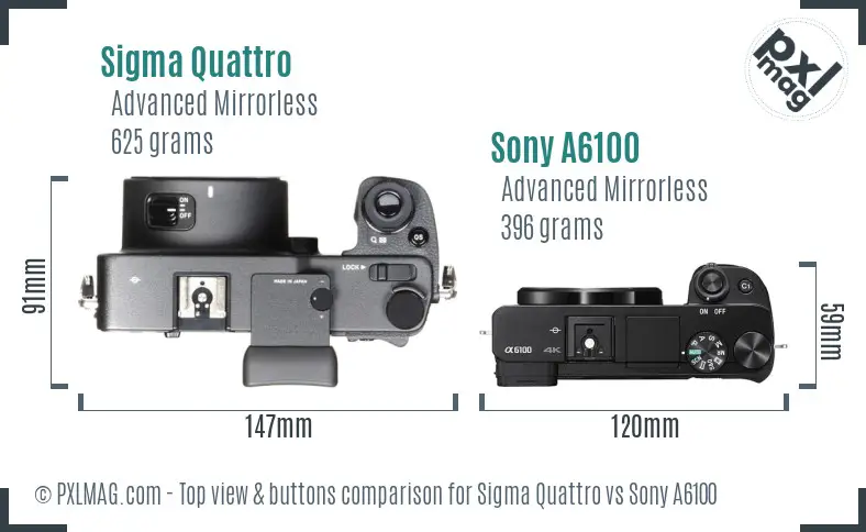 Sigma Quattro vs Sony A6100 top view buttons comparison