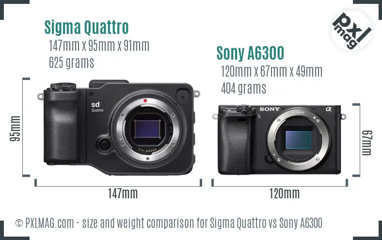 Sigma Quattro vs Sony A6300 size comparison