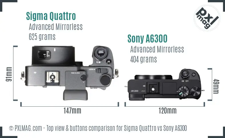 Sigma Quattro vs Sony A6300 top view buttons comparison