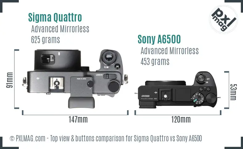 Sigma Quattro vs Sony A6500 top view buttons comparison