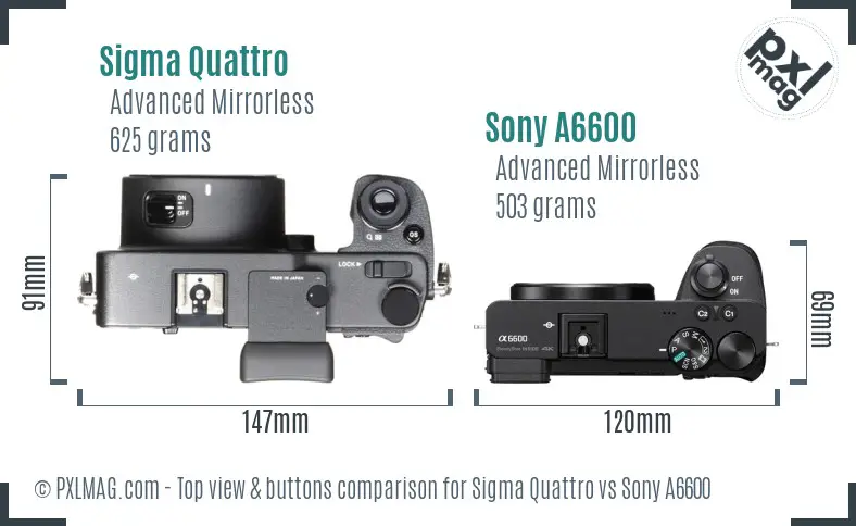 Sigma Quattro vs Sony A6600 top view buttons comparison