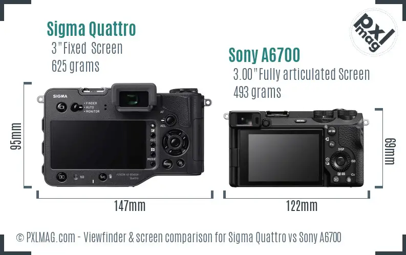 Sigma Quattro vs Sony A6700 Screen and Viewfinder comparison