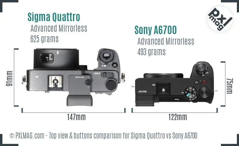 Sigma Quattro vs Sony A6700 top view buttons comparison