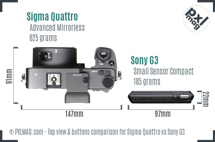 Sigma Quattro vs Sony G3 top view buttons comparison
