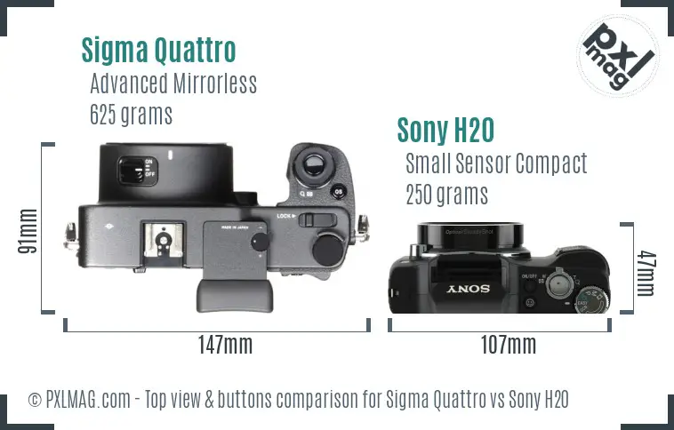 Sigma Quattro vs Sony H20 top view buttons comparison Sigma Quattro vs Sony H20 top view buttons comparison