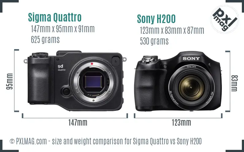 Sigma Quattro vs Sony H200 size comparison