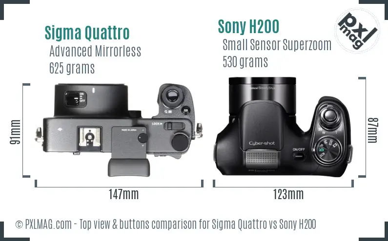 Sigma Quattro vs Sony H200 top view buttons comparison