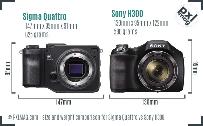 Sigma Quattro vs Sony H300 size comparison
