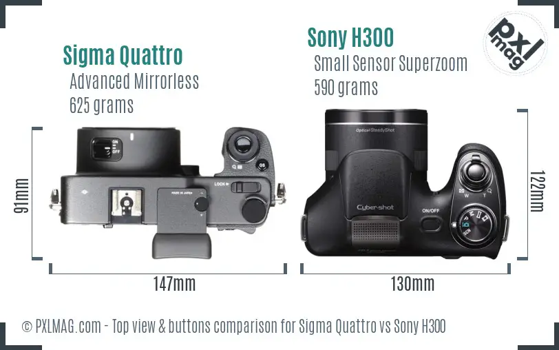 Sigma Quattro vs Sony H300 top view buttons comparison