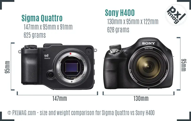 Sigma Quattro vs Sony H400 size comparison Sigma Quattro vs Sony H400 size comparison