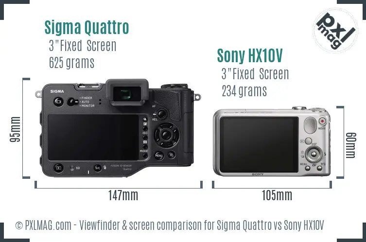 Sigma Quattro vs Sony HX10V Screen and Viewfinder comparison