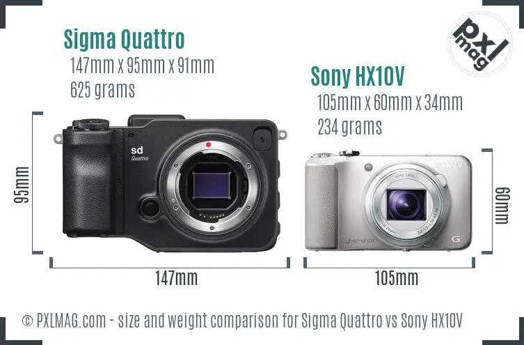 Sigma Quattro vs Sony HX10V size comparison