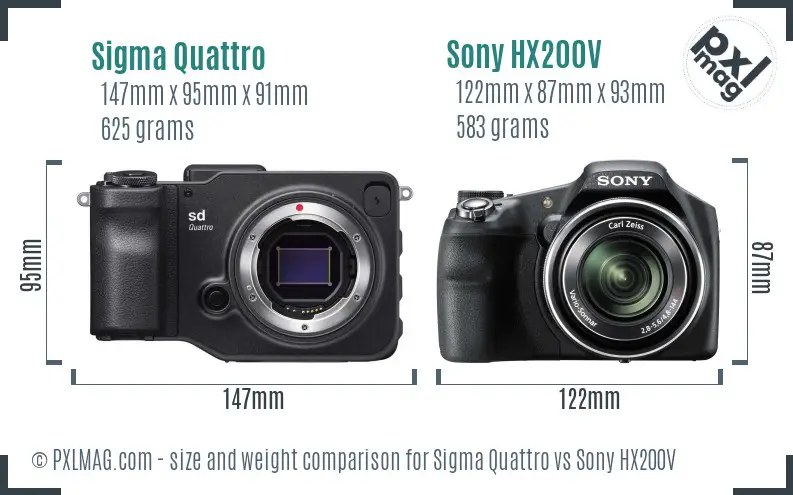 Sigma Quattro vs Sony HX200V size comparison Sigma Quattro vs Sony HX200V size comparison